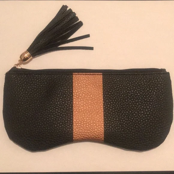 🌟4/$10 Sale🌟 ZiGi MARAiS Black Copper Makeup Beauty Bag Sunglasses Case Tassel - Picture 1 of 12